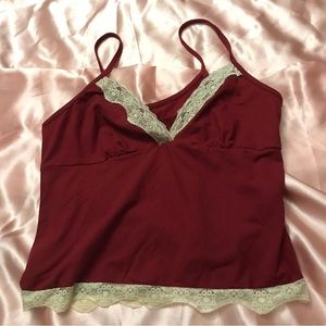 5/30% off - red and cream lace tank top pretty cute romantic